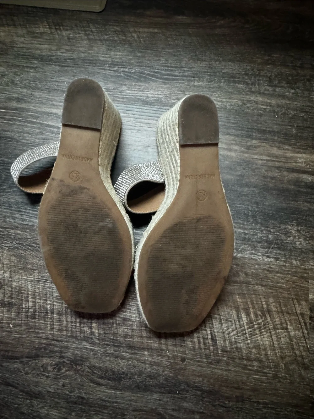 Steve Madden Silver Crystal Espadrille Wedges